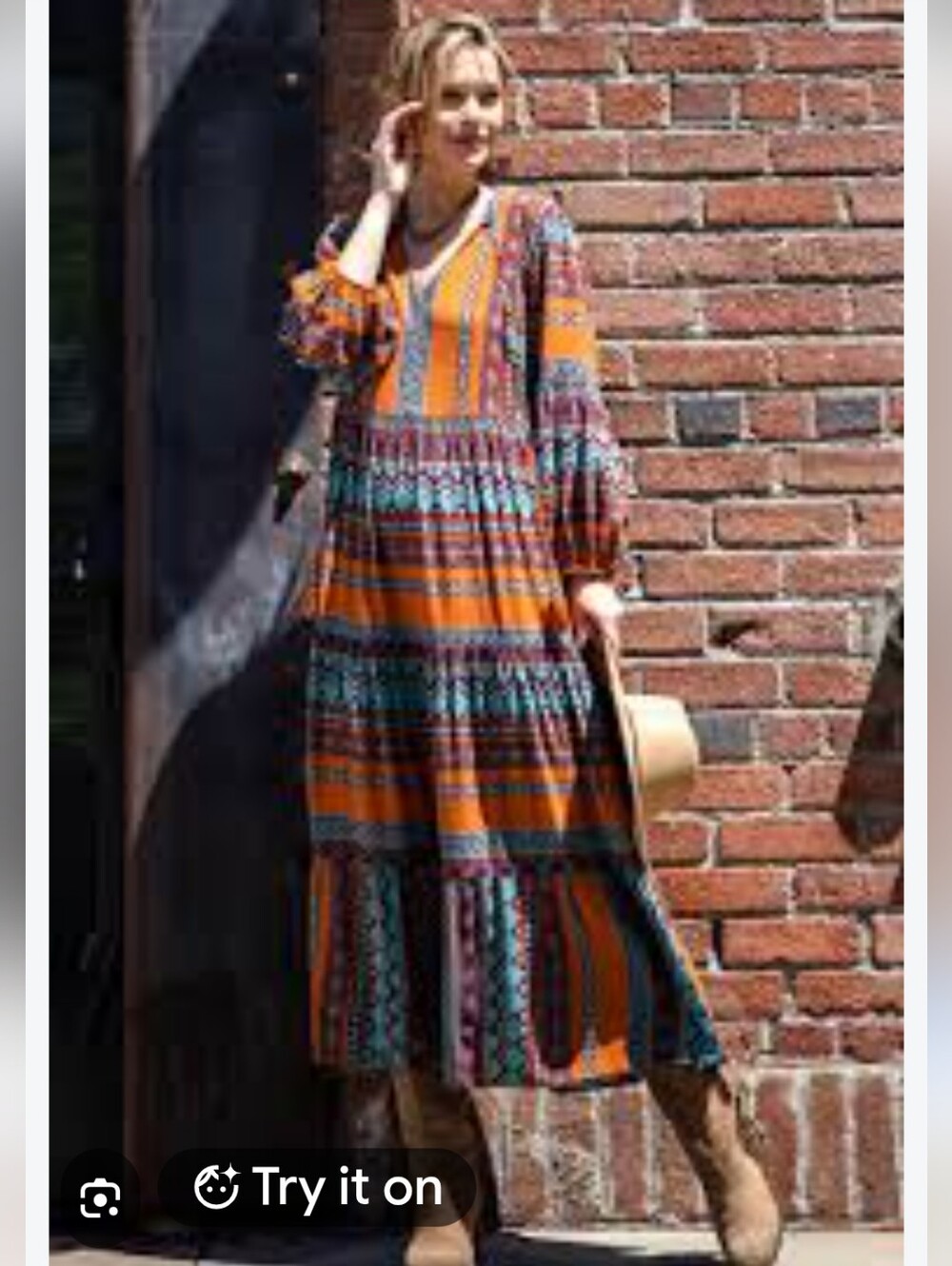 Easel USA Tribal Pattern Tiered Maxi Dress Women's Medium